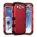 Galaxy S3 Case, S3 Case - ULAK [ Shock Resistant Series ] Hybrid Rubber Case Cover for Samsung Galaxy S3 III i9300 3in1 Hard Plastic +Soft Silicone (Titanium Red/Black)