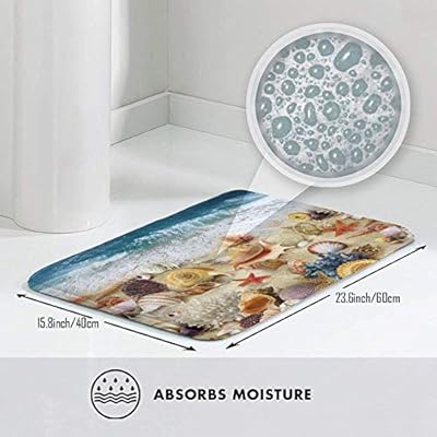 Beach Bathroom Rug Seashell Bath Mat Non Slip Soft Comfortable Water Absorption Doormat 24x16 Inch 51IkVf%2Bqy5L