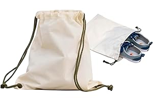 2 Pcs Shoe Bags for Travel, Canvas Shoe Storage Drawstring Pouches, Dust Proof Washable Shoe Organizers (17.7x13.8in, Beige)