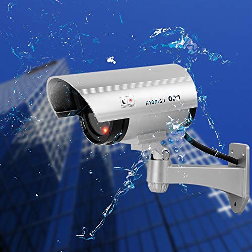 Fake Dummy Security Camera, Spessn Outdoor CCTV Surveillance System Realistic Red LED Light (Silver) - Thumbnail 5