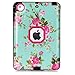 MAKEIT CASE iPad Mini Case, iPad Mini 2 3 Case, 3in 1 Heavy Duty Protection Combo Hybrid Impact Silicone Hard Case Cover for ipad Mini 1 2 3 (IMD-Flower Rose)