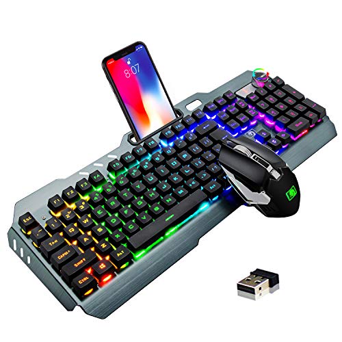Wireless Gaming Keyboard Mouse Bluetooth Headset Kit with 16 RGB Backlit Rechargeable Battery Metal Mechanical Ergonomic Waterproof Dustproof Removabl Wireless Gaming Bundle - Alloy 75 Wireless Gaming Keyboard
