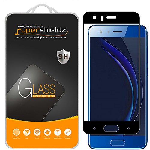 [2-Pack] Supershieldz for Huawei Honor 9 Tempered Glass Screen Protector, [Full Screen Coverage] Anti-Scratch, Bubble Free (Black)