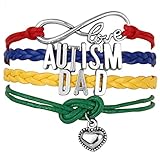 Heart of Charms Autism Awareness Bracelets Heart Charm Letter Love Infinity Wrap Wrist Adjustable Bracelet (Grandma_1) (Dad)