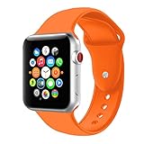 BOTOMALL Compatible with Apple Watch Band 38mm 40mm 42mm 44mm Classic Silicone Sport Replacement Strap Bracelet for iWatch All Models Series 4 Series 3 Series 2 Series 1 (Orange,42/44mm M/L)