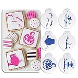 ART Kitchenware 6pcs Happy Halloween Cookie Stencil Set Witch,Tree,Ghost House,Owl,Pumpkin Icing Stencil Tool Cake Decor Design Stencils Baking Tools ST-914 Beige/Semi-Transparent
