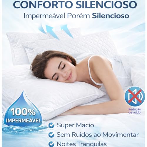 Kit 2 Protetor de Travesseiro Impermeável e Antialérgico Matelado 70x50 com Zíper - Capa de Proteção Contra Líquidos, Suor e Manchas, Antiácaro Silencioso