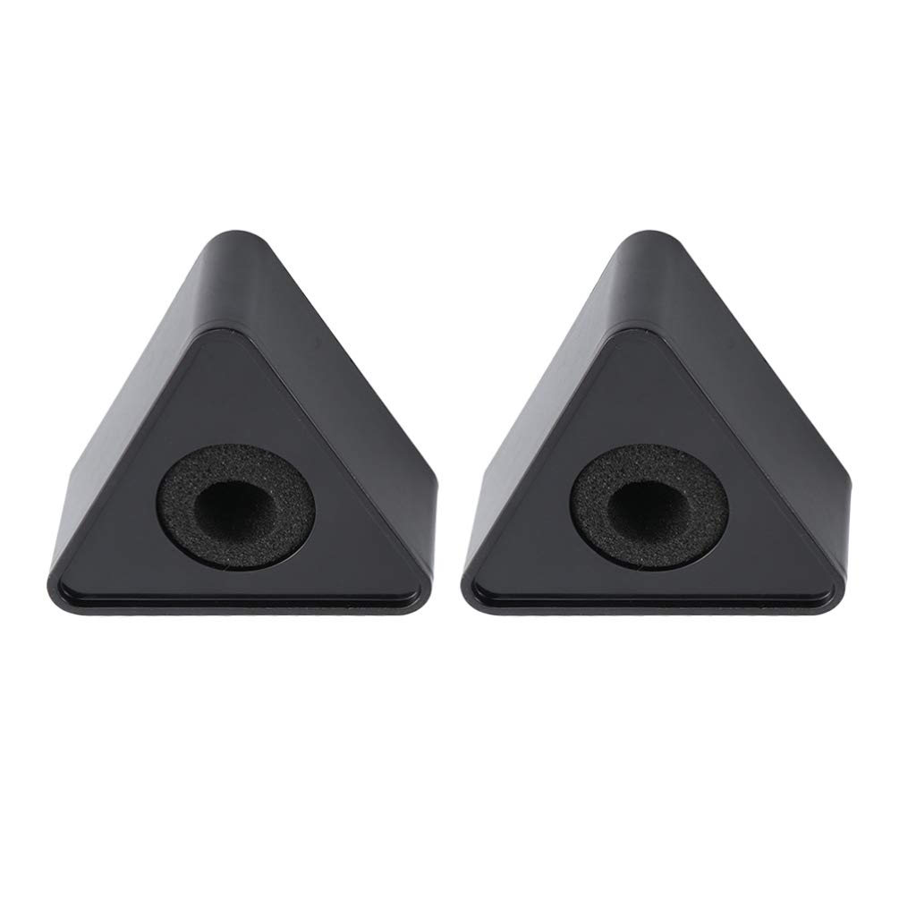 STOBOK Triangular Microphone Flag Station Black Abs Portable Interview Mic Logo Holder 3.7X3.7X1.8 Inch Compact Mic Block for Broadcasting