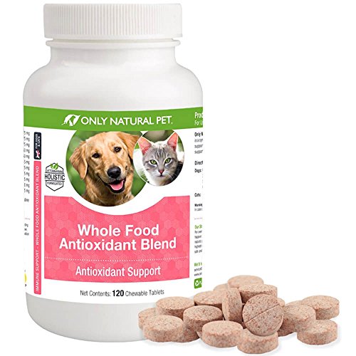 Only Natural Pet Whole Food Antioxidant Green Tea & Berry Antioxidant Vitamin Supplement Blend for Dogs & Cats to Support A Healthy Immune System, Fight Free Radical Damage - 120 Chewable Tablets