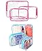 JAVOedge 3 Pack Pink and Clear PVC Toiletry Bag Set with Zipper for Vacation, Bathroom, Storage (3 Sizes)