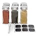 Set of 14 - Square Glass Spice Jars with Shaker Tops and Funnel, Chalkboard Labels & Pen, and Airtight Silver Metal Lids, 4 fl oz Capacity, By California Home Goods