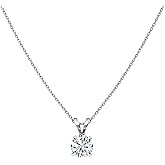 ALLORYA 0.25 Carat Round Cubic Zirconia V Bail 4 Prong Solitaire Pendant Necklace for Women in 925 Sterling Silver