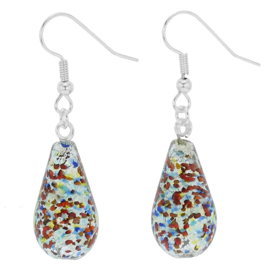 Glass Of Venice Murano Glass Teardrop Earrings - Silver Multicolor Confetti