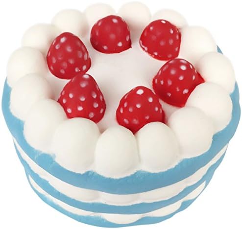 POWEE 4.5” Jumbo Slow Rising Squishies Birthday Strawberry Cake Squishy Charms Stress Relief Toy (Blue)