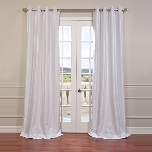 Half Price Drapes PDCH-KBS1-84-GRBO Grommet Blackout Vintage Textured Faux Dupioni Silk Curtain