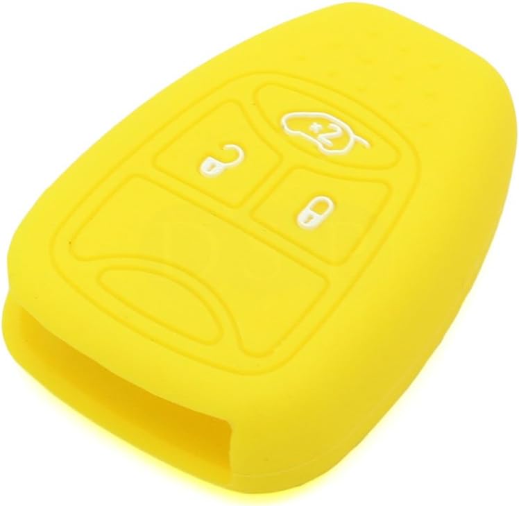 Silicone Cover Protector Case Holder Skin Jacket Compatible with CHRYSLER DODGE JEEP Remote Key Fob CV4751 Yellow