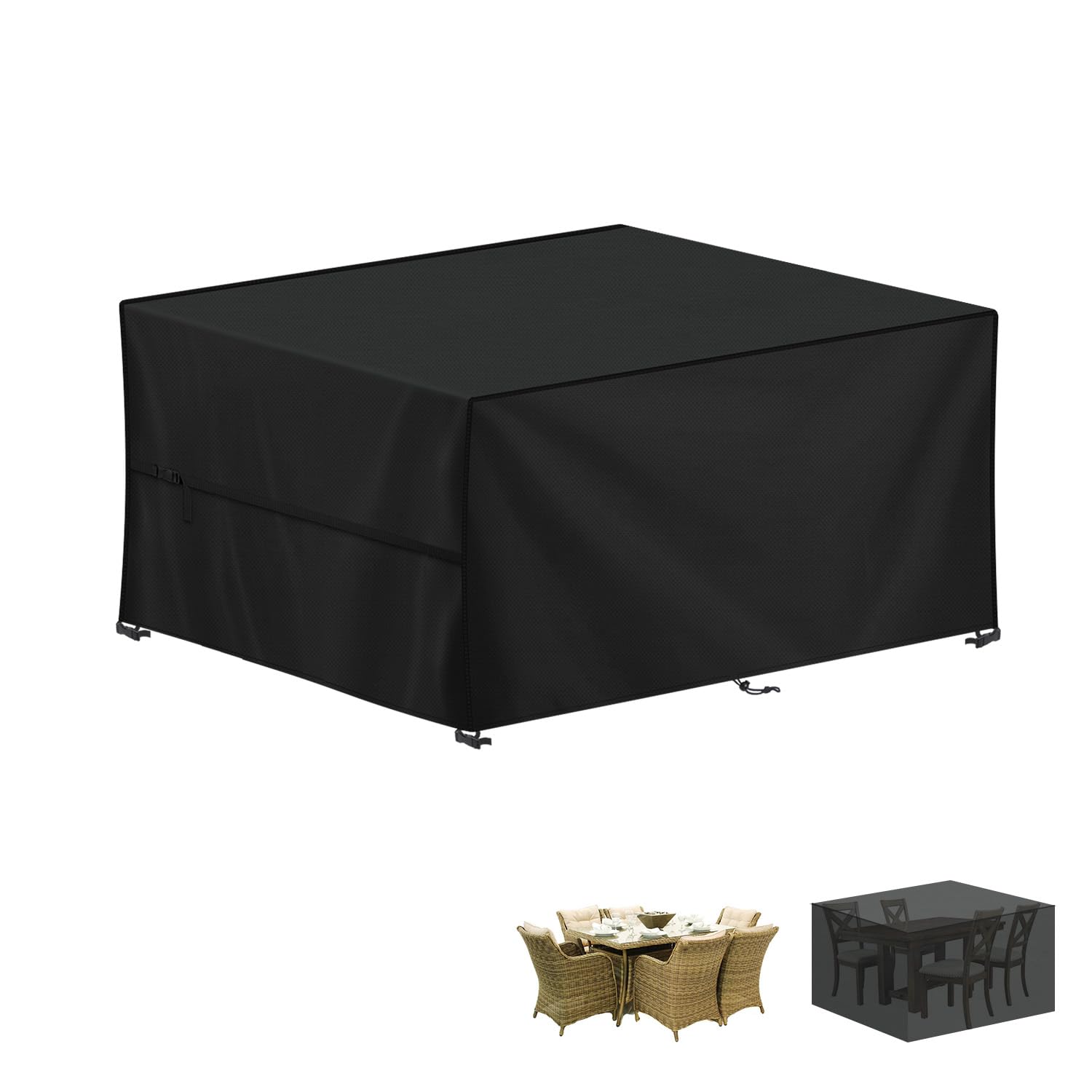 LAMUNI Outdoor Garden Table Cover Rectangular Garden Furniture Covers Waterproof Patio Table Covers Anti-UV Rattan Sofa Set Cover Windproof 420D Oxford Patio Covers for Outdoor Furniture, 140x90x75cm