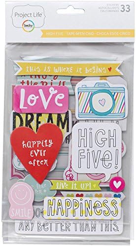 Project Life Chipboard Stickers 33/pkg - High Five Edition