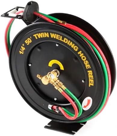 GHP Business/Industrial 50 ft 1/4'' Retractable Welding Torch Hose Steel Reel