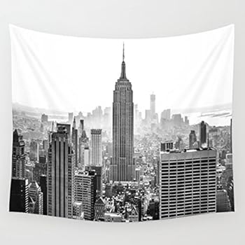 Shukqueen Black and Gray Modern City New York City High Buliding Image, Wall Hanging for Bedroom Living Room Dorm (51