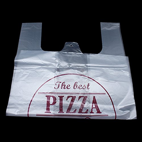 Pizza Carry Out Bag with Handle Plastic Merchandise Shopping Food Storage Bags Grocery Take Out Container Polythelene Reusable Convenient Store Wrapping (50, 40x58cm (15.7x22.8 inch)- 12 INCH Pizza) - Thumbnail 3