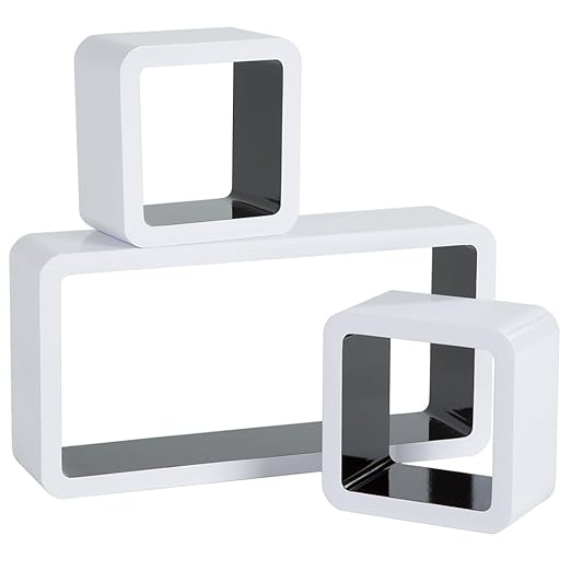 title=TecTake Set di mensole muro mensola libreria libri cubo pensile scaffale CD