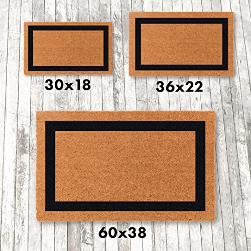 Coco Mats 'N More Black Single Bordered Monogrammed Coco Doormat 18" x