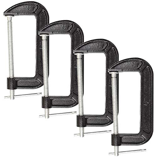 Abuff 4 Piece 6 Inch C-Clamp Set - Industrial Strength, Heavy Duty
