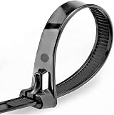 Oksdown 100 Pack Reusable Cable Ties Black 500mm 7.6mm Heavy Duty Nylon