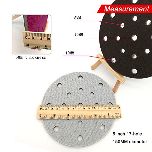 6 Inch 17-Hole Round Sponge Sanding Disc Sandpaper Hook and Loop 300-2000 Grits for Polishing & Grinding (Pack of 10)