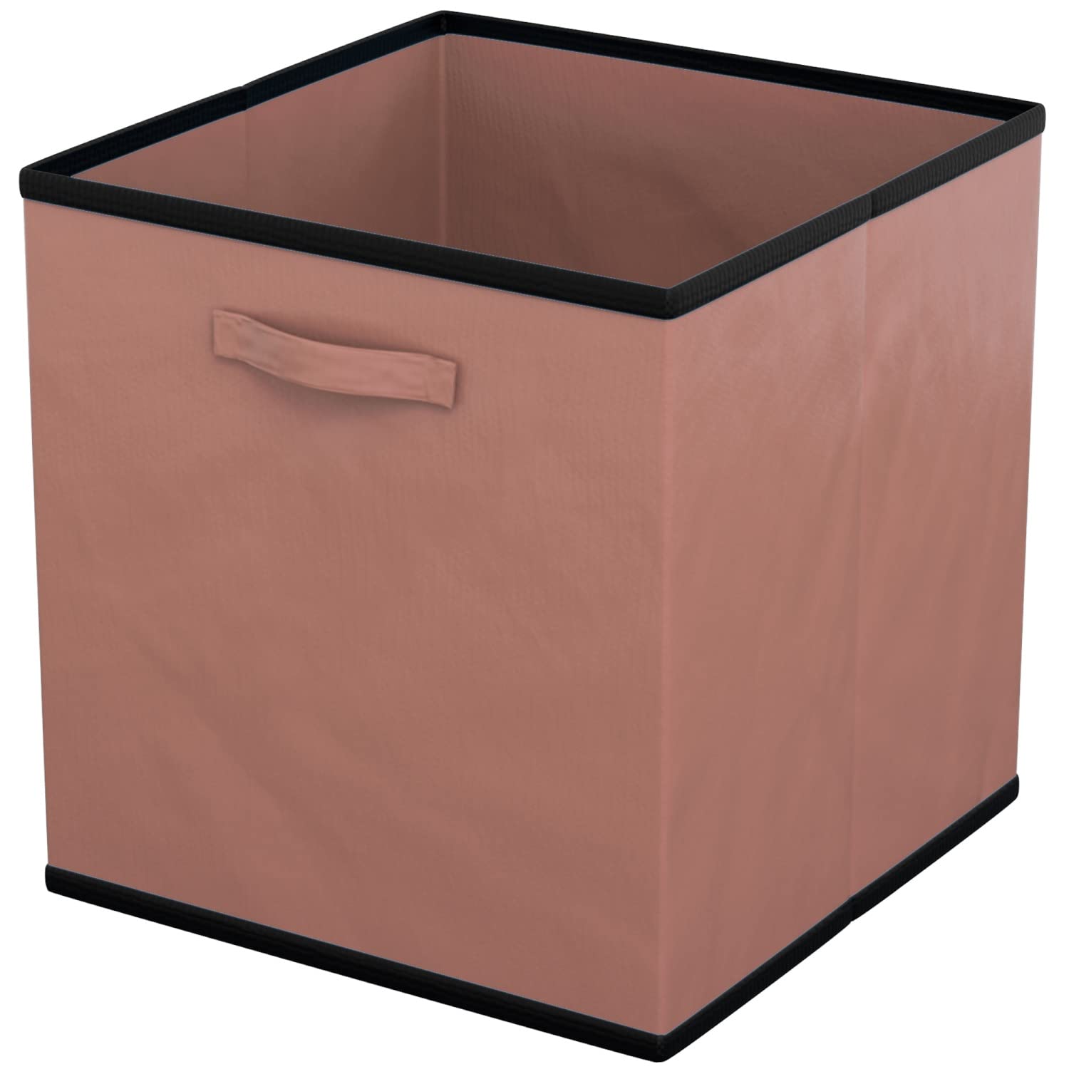 INTIRILIFE 6x foldable storage fabric box in Brown - 26.7 x 26.7 x 28 cm - Multifunctional collection box to combine with cupboards or shelves