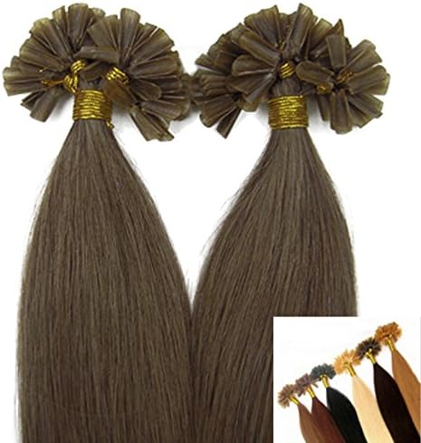 18-22Inch Nail U Tip Fusion Remy Keratin Human Hair Extensions 80 Grams 100 Strands (22", Chestnut Brown)