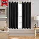 H.VERSAILTEX Well Sleep Blackout Room Curtains &amp; Drapes(Thermal Insulated and Antique Grommet Window Panels)-52 inch Wide by 63 inch Long-Solid in Jet Black(Set of 1)