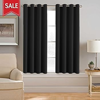 H.VERSAILTEX Well Sleep Blackout Room Curtains & Drapes(Thermal Insulated and Antique Grommet Window Panels)-52 inch Wide by 63 inch Long-Solid in Jet Black(Set of 1)