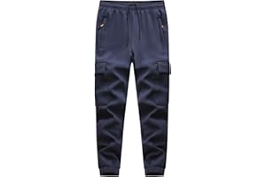 EIVAMIA Boy's Snow Pants Polar Fleece Lined Windproof&Waterproof Thermal Kids Snow Hiking Cargo Pants