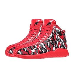 Men's Red High Top Sneakers Lightweight Outdoor