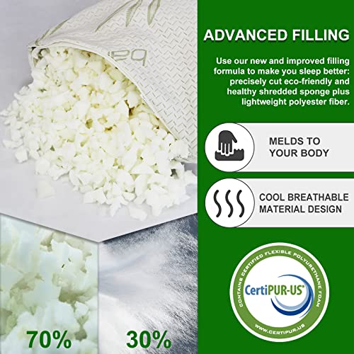 JJDANFILL Bamboo Pillow for Sleeping, Shredded Memory Foam Adjustable