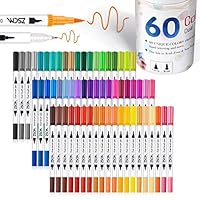 ZSCM 60 Colors Dual Tip Brush Pens Art Markers Set, Fine and Brush Tip Colored Dual Pen for Kid Adult Coloring Book Drawing Bullet Journal Planner Calendar Art Projects