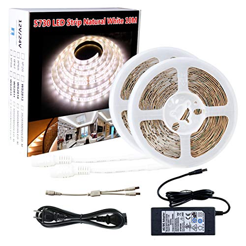 SPARKE SMD5730/5630 LED Strips Light,16.4foot X 2 Rolls 600LEDs Natural/Pure White 4500K Flexible Non-Waterproof LED Tape Lighting with UL Listed 24V Power Supply SPARKE SMD5730/5630 LED Strips Light,16.4foot X 2 Rolls 600LEDs Natural/Pure White 4500K Flexible Non-Waterproof LED Tape Lighting with UL Listed 24V Power Supply