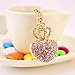Jzcky Shzrp Love Heart and Crown Crystal Rhinestone Keychain Key Chain Sparkling Key Ring Charm Purse Pendant Handbag Bag Decoration Holiday Gift