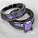 LOVERSRING Couple Ring Bridal Set His Hers Women Black Gold Plated CZ Men Tungsten carbide Wedding Ring Band Set