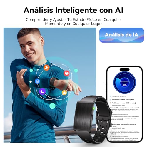 iSo Tech Bluetooth Smart Bracelet without Screen for Women and Men, Fitness Tracker 24/7 Heart Rate and Sleep Monitor with AI Analysis, 60 Days Battery, 170+ Sports Modes, No Subscription