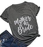 Mother of The Bride Funny T Shirts Women Summer Short Sleeve Tumblr T-Shirt Size XL (Gray)