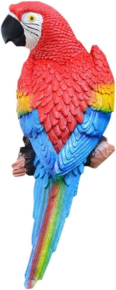 Best Realistic Tropical Parrot Sculpture Metal Ring Hanging Bird Garden Statue New