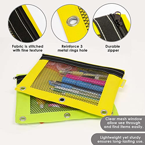 BAZIC Pencil Pouch 3 Ring Binder Pouch w/Rivet Enforced Rings Holes