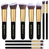 BS-MALL(TM) Makeup Brushes Premium Makeup Brush Set Synthetic Kabuki Cosmetics Foundation Blending Blush Eyeliner Face Powder Brush Makeup Brush Kit (10pcs, Golden Black)