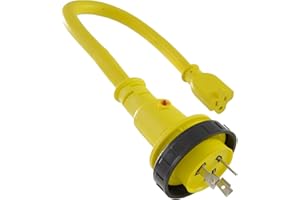 Conntek Marine Shore Pigtail Adapter Cord 30 Amp Shore Male Plug to 15 Amp Connentor