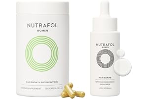 Nutrafol Women's Hair Growth Supplements and Hair Serum, Ages 18-44, Clinically Tested for Visible Thickness and Strength - 1 Month Supply, 1.7 Fl Oz Bottle
