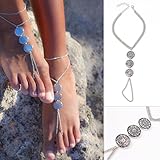Laimeng Vintage Boho Silver Plated Charm Anklet Foot Chain