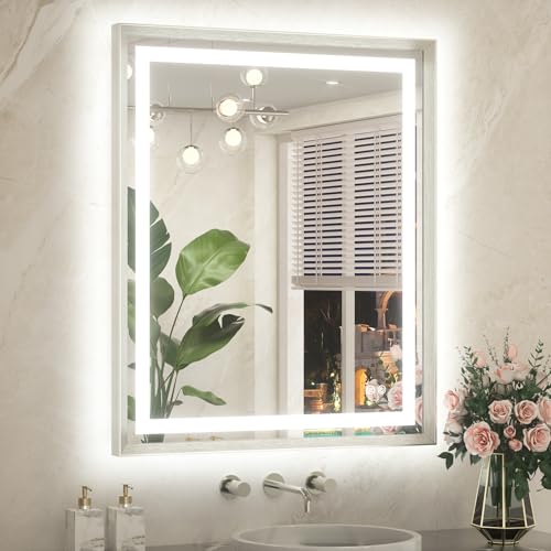 TETOTE Led Bathroom Mirror Brushed Nickel Frame